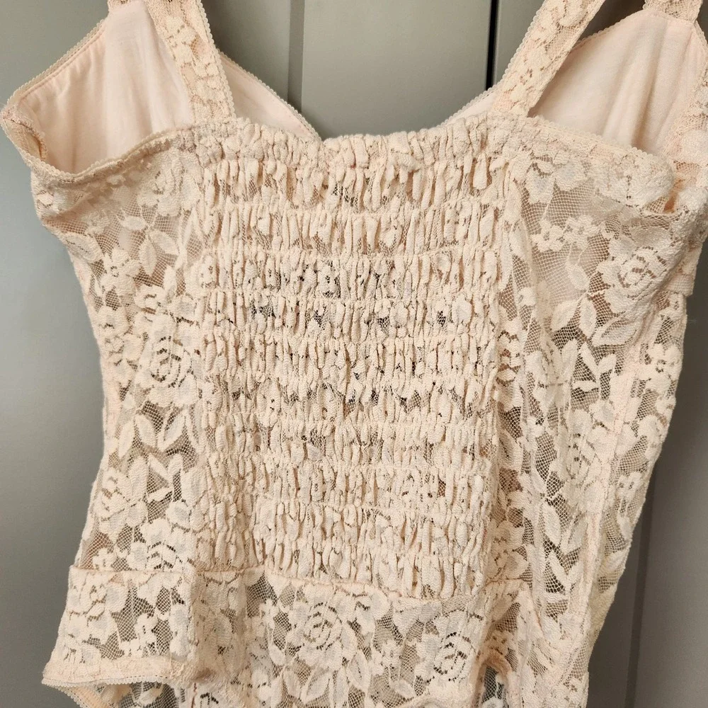 New $79 Free People Intimately Women's Strike A Pose Bodysuit Peach Medium M